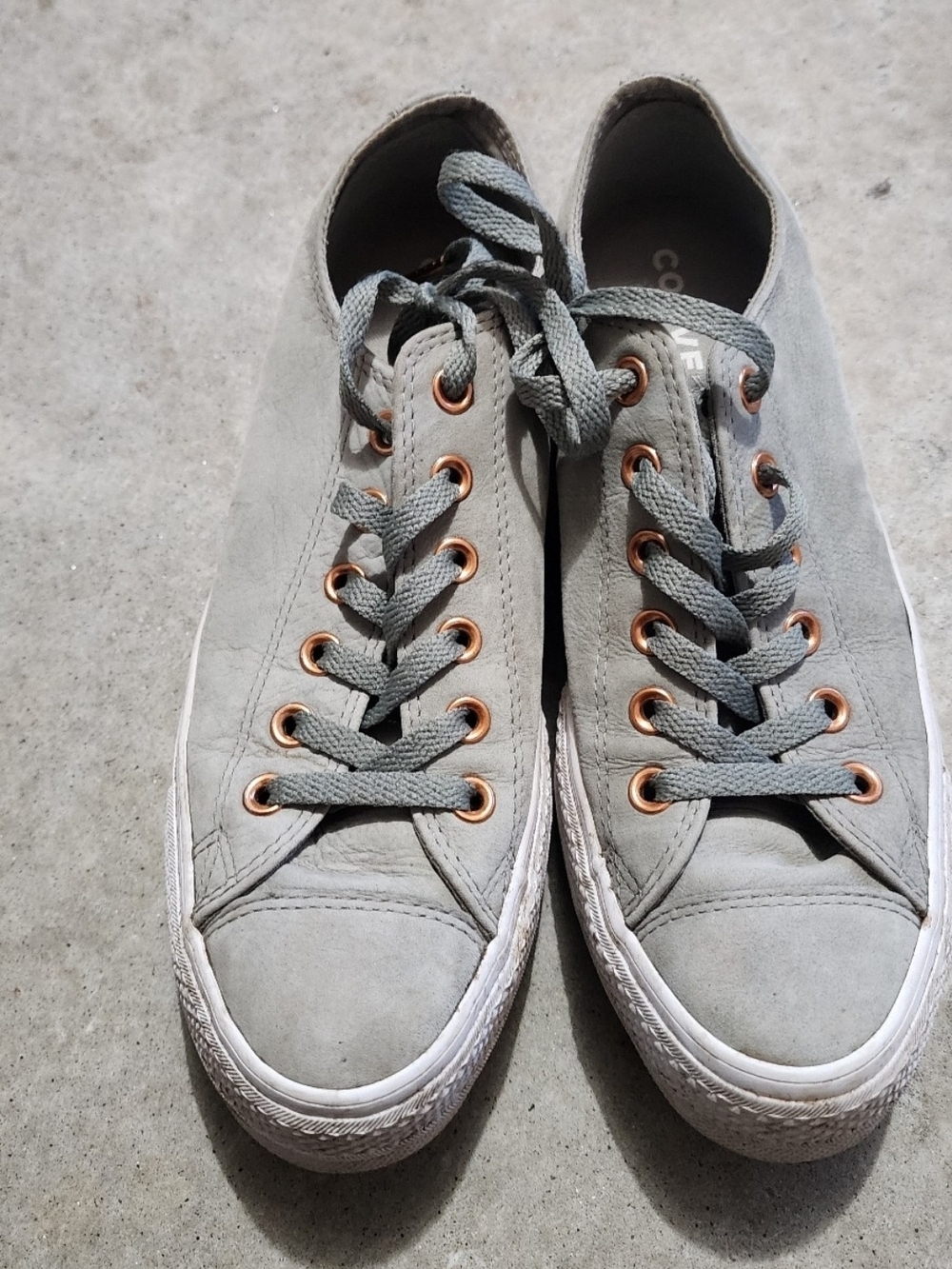 Converse Gray Low Top Sneakers with Copper Eyelets